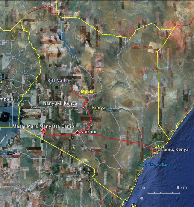 Satellite view of Kenya