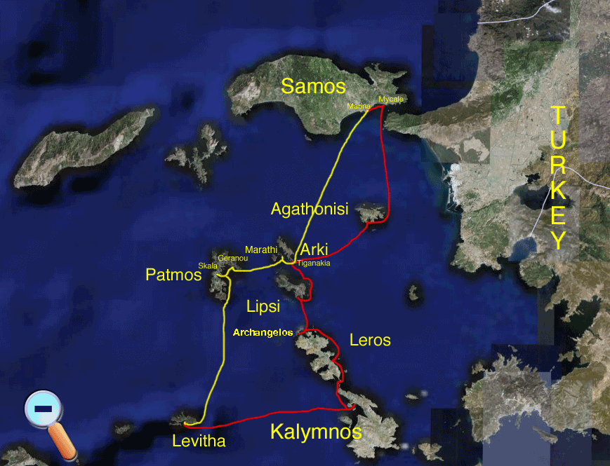 Route from Samos to Levitha & back