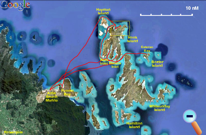 Route in the Whitsundays