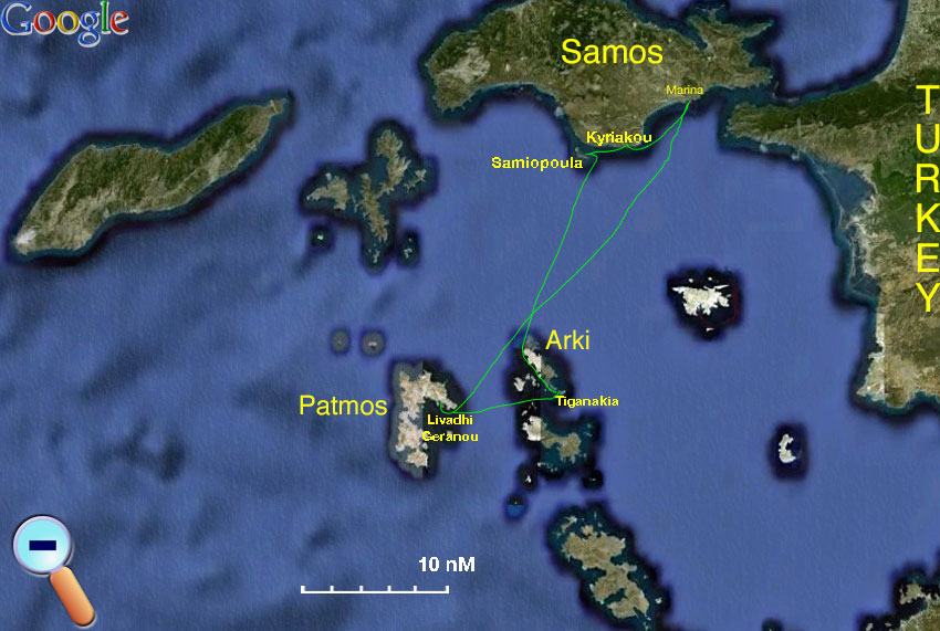 Route Samos to Patmos