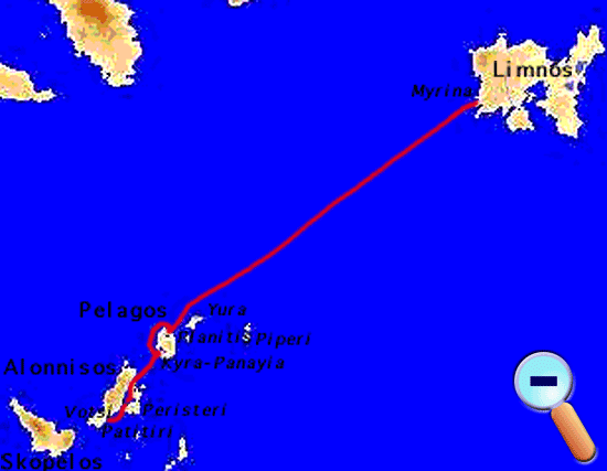 Route from Limnos