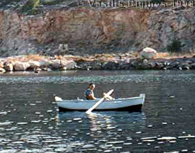 Lady fishing in Mesta Bay