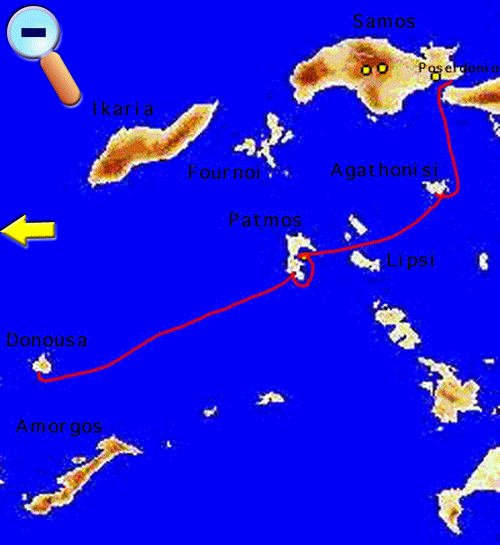 Route from Donousa to Samos