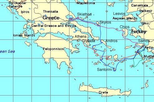 MMap of the Greece with route