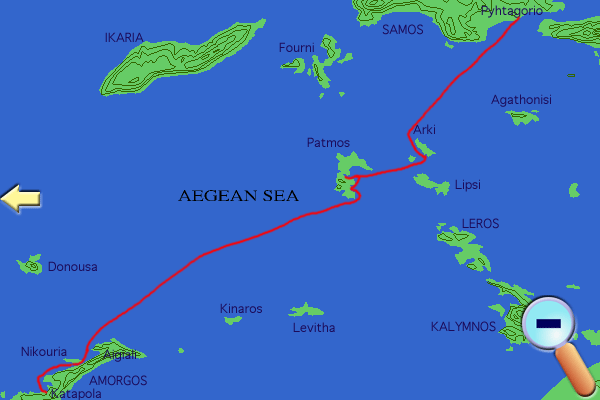 Route in SE Aegean