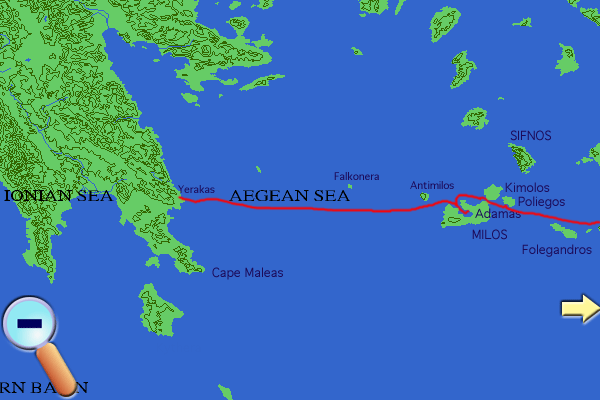 Route in W Aegean