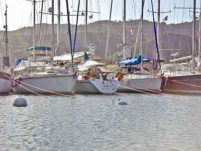 Thetis moored in Martinique