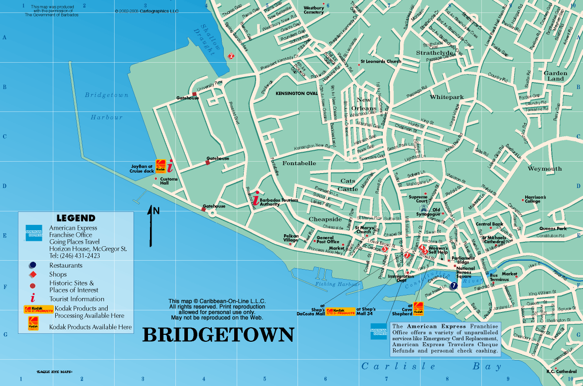 Road Map of Bridgetown