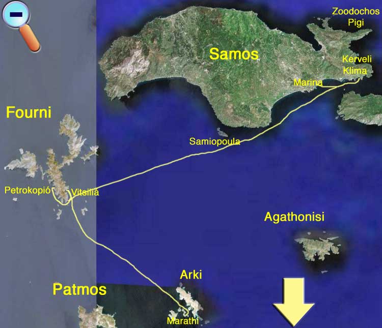 Route to Fourni & Samos
