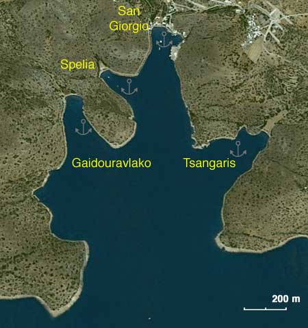 Satellite view of the San Giorgio Bay, Agathonisi