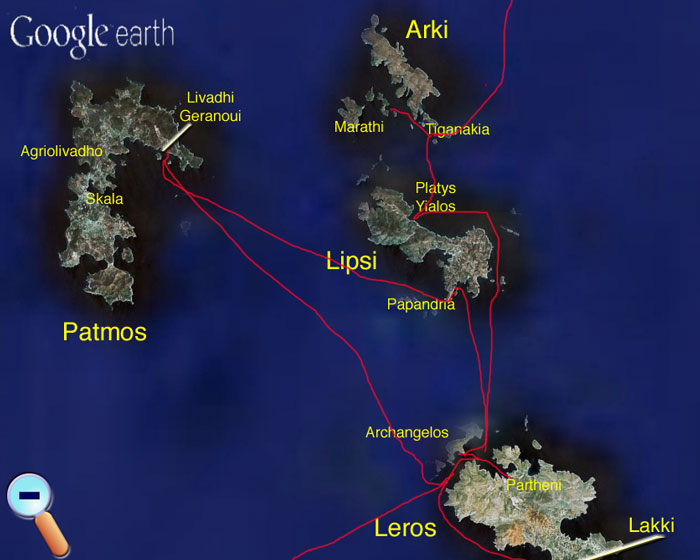 Route Leros-Patmos Region
