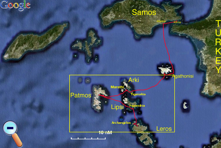 Route Samos to Leros