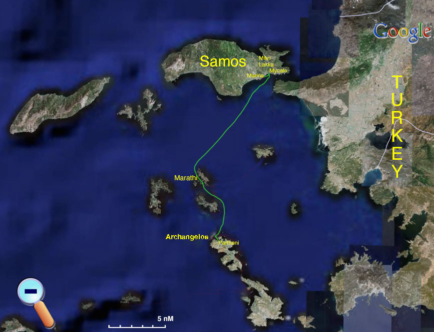 Route to Samos from Leros