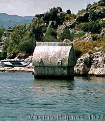 Photograph of the submerged Lycian tomb at Semena
