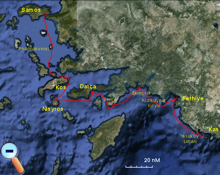 Route from Samos to Kas
