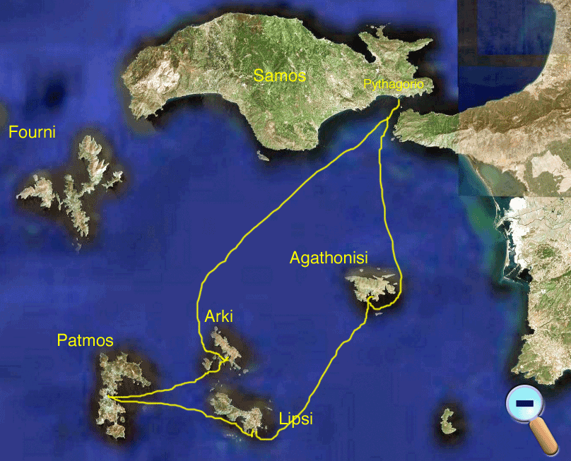 Route to and from Samos